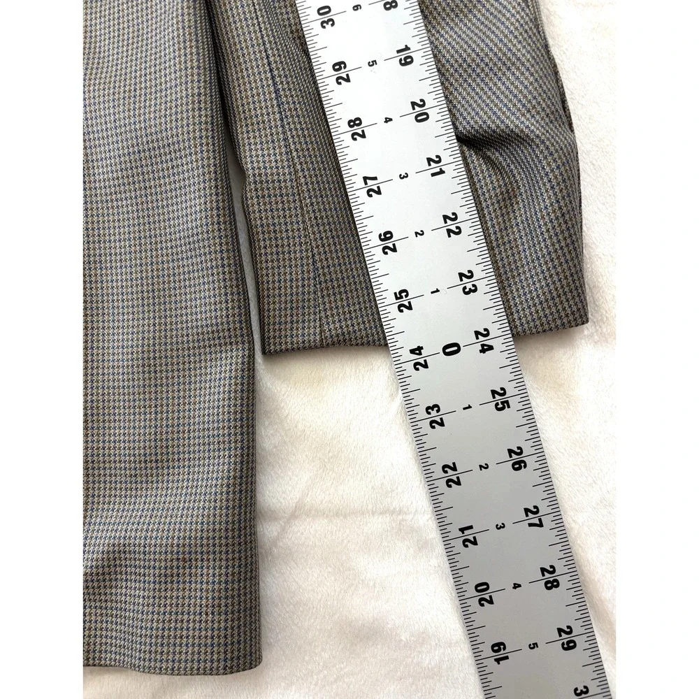 mens gray micro houndstooth Haspel silk wool blazer jacket sport suit coat 40 S‎